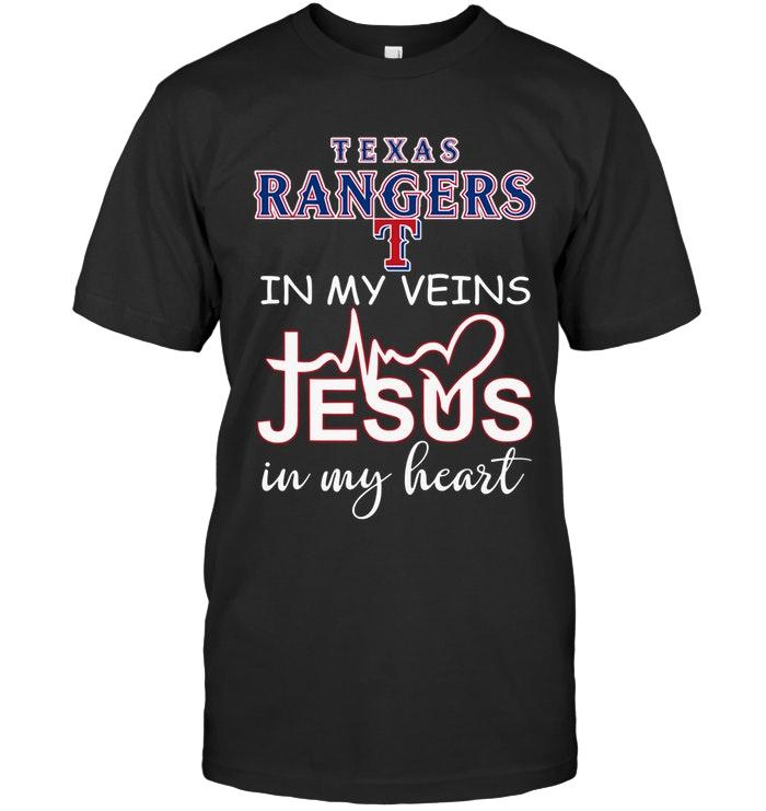 Mlb Texas Rangers In My Veins Jesus In My Heart Shirt Hoodie Plus Size Up To 5xl