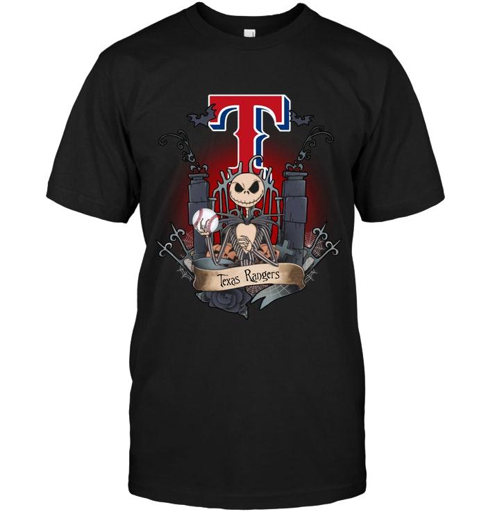 Mlb Texas Rangers Jack Skellington Shirt Long Sleeve Size Up To 5xl