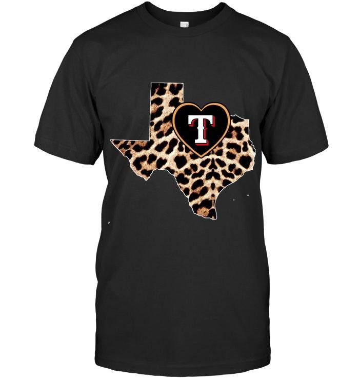 Mlb Texas Rangers Leopard State Map Love Shirt Tshirt Plus Size Up To 5xl