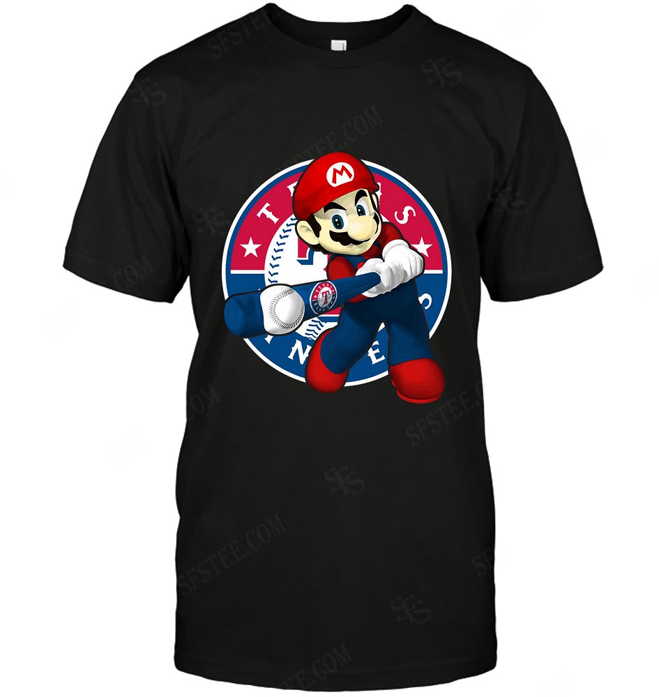 Mlb Texas Rangers Mario Nintendo Long Sleeve Plus Size Up To 5xl