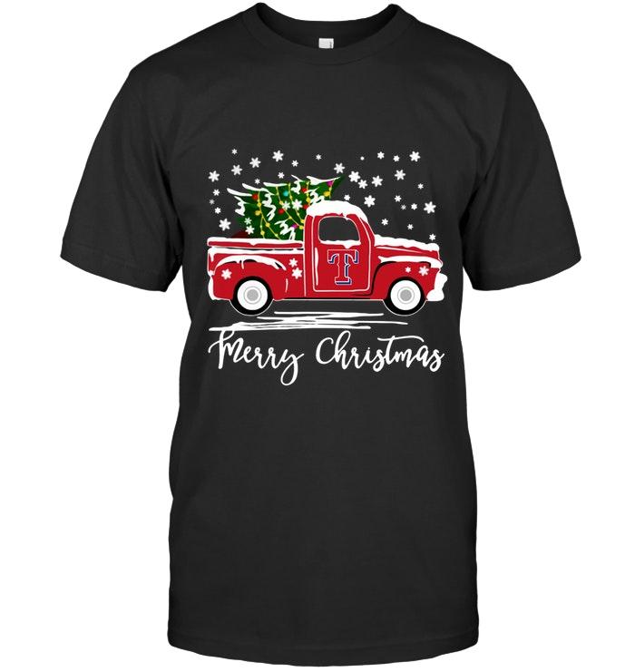 Mlb Texas Rangers Merry Christmas Christmas Tree Truck T Shirt Sweater Size Up To 5xl