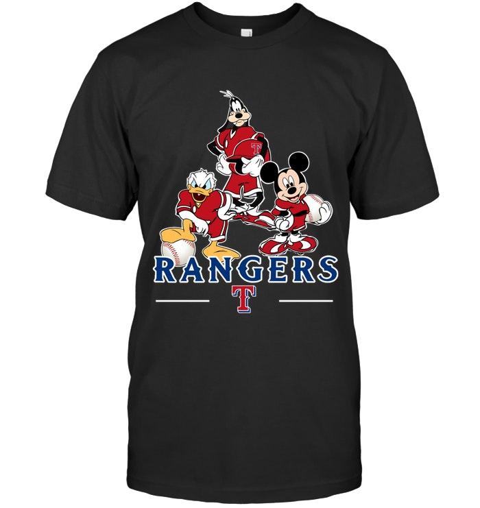 Mlb Texas Rangers Mickey Donald Goofy Fan Shirt Sweater Size Up To 5xl