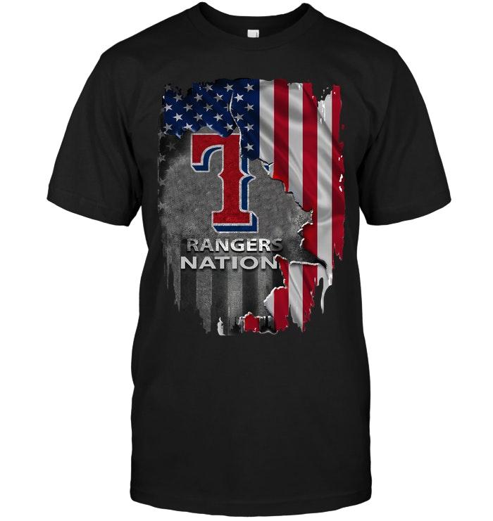 Mlb Texas Rangers Nation American Flag Ripped Shirt White Shirt Plus Size Up To 5xl