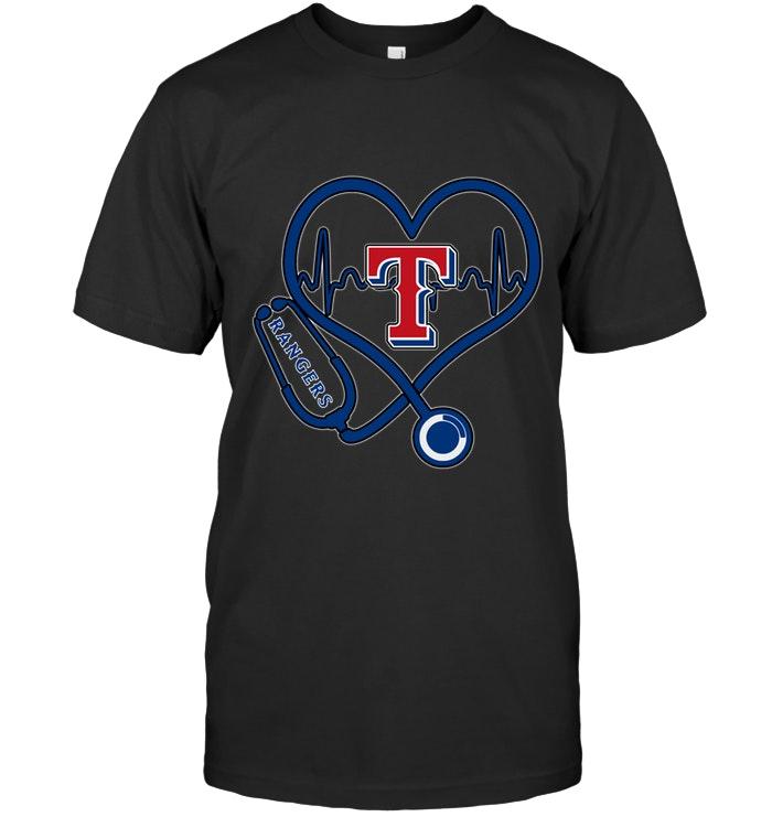 Mlb Texas Rangers Nurse Scope Love Heartbeat Shirt Tshirt Size Up To 5xl