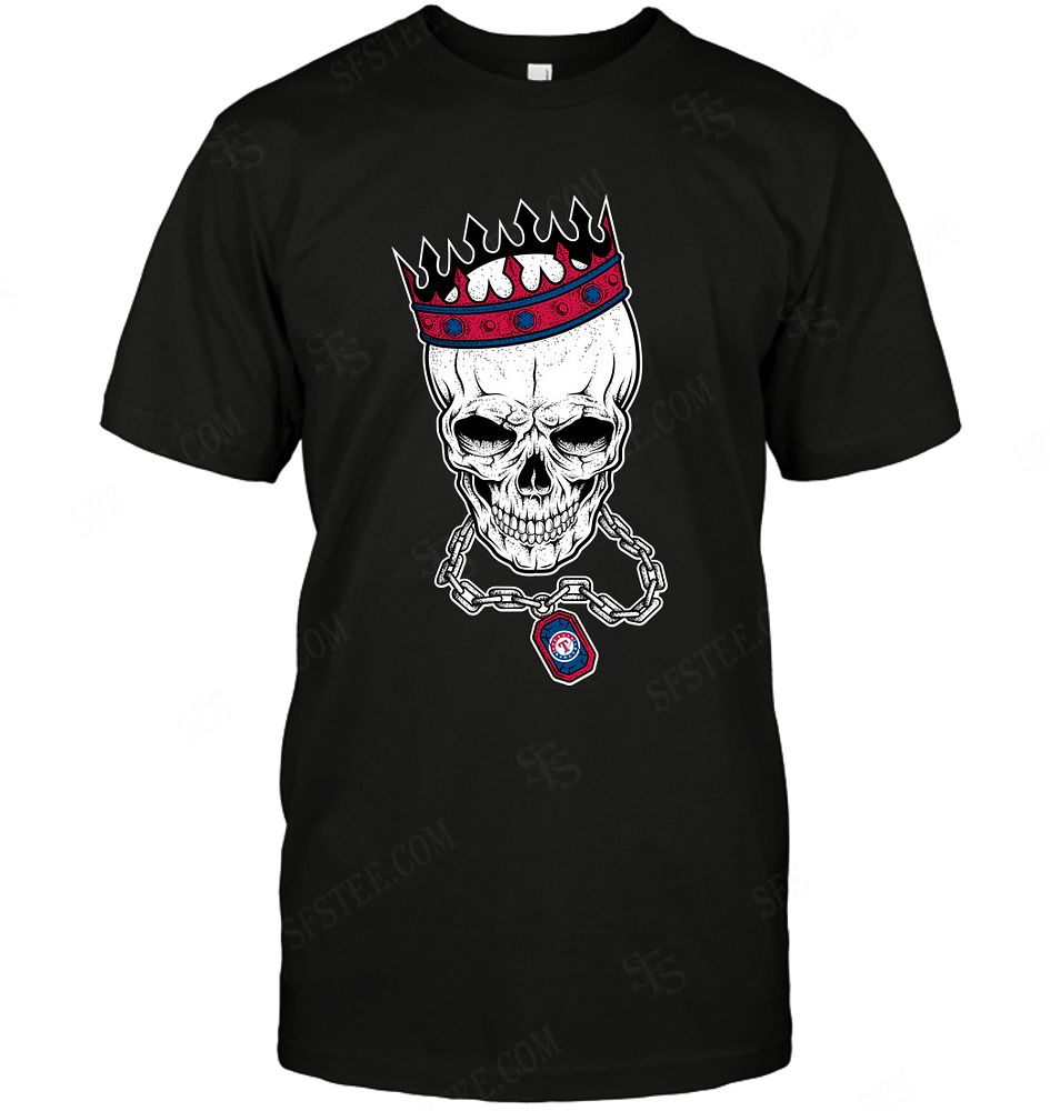 Mlb Texas Rangers Skull Rock With Crown Tank Top Plus Size Up To 5xl