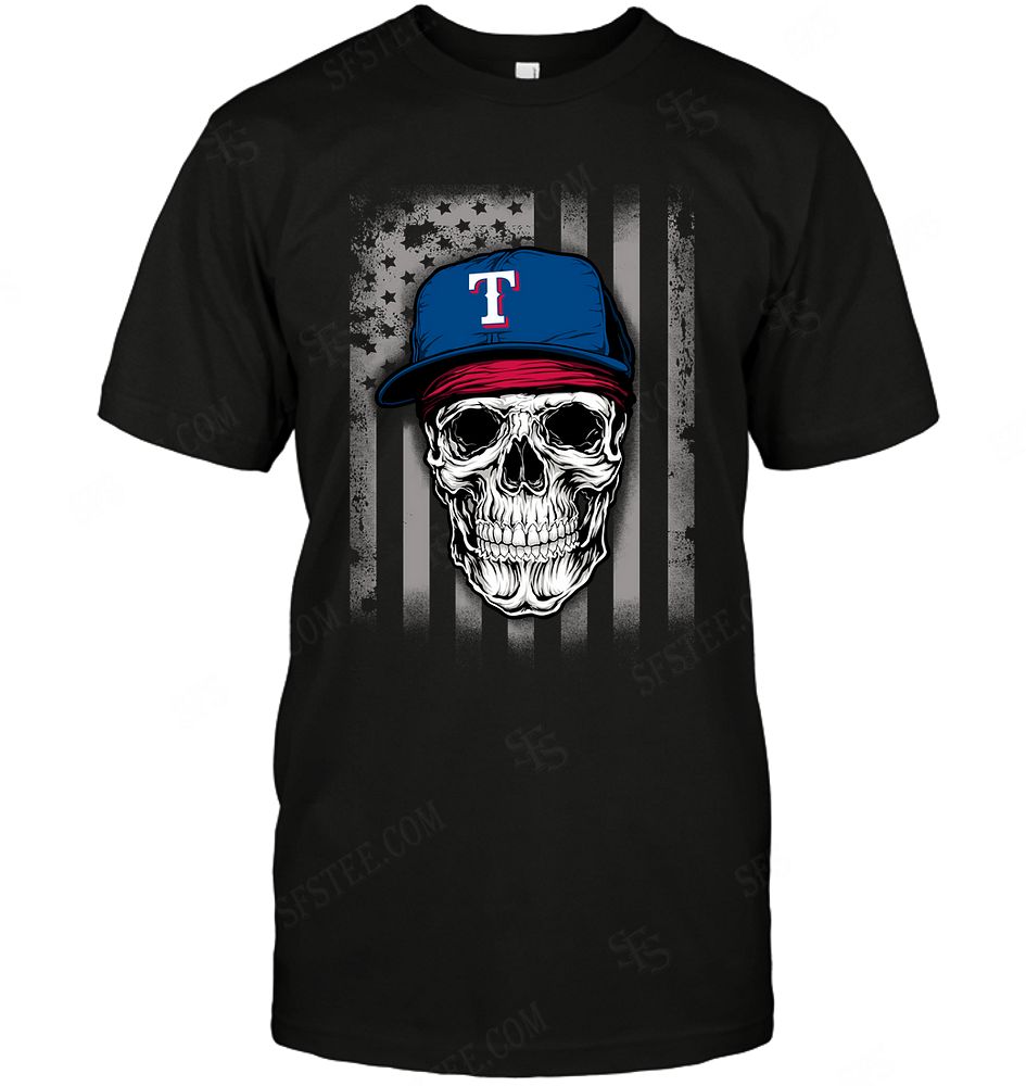 Mlb Texas Rangers Skull Rock With Hat Tank Top Plus Size Up To 5xl