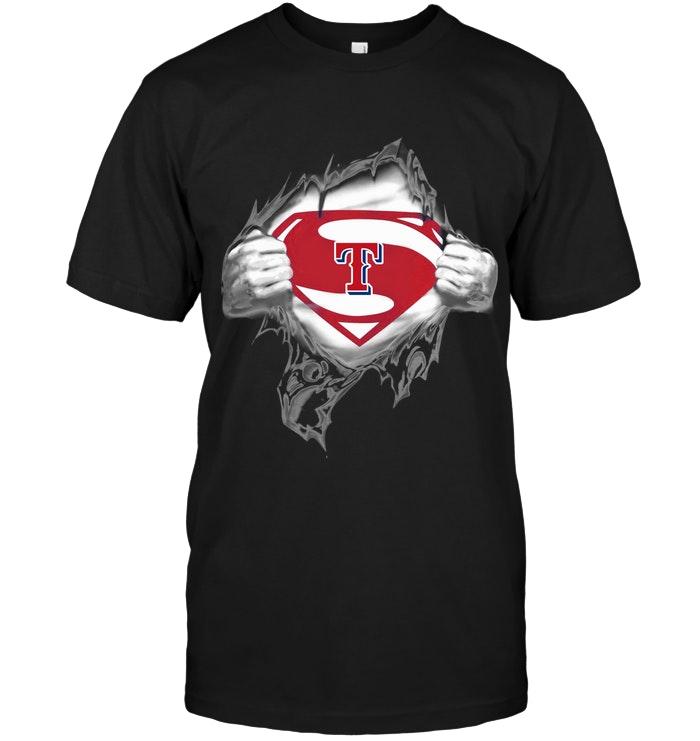 Mlb Texas Rangers Superman Ripped Shirt Size Up To 5xl