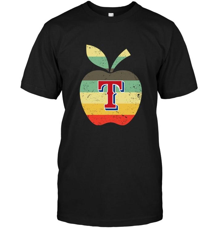 Mlb Texas Rangers Teacher Apple Retro Shirt – Copy Black Tank Top Plus Size Up To 5xl