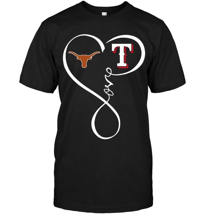 Mlb Texas Rangers Texas Longhorns Texas Rangers Love Heart Shirt Shirt Size Up To 5xl