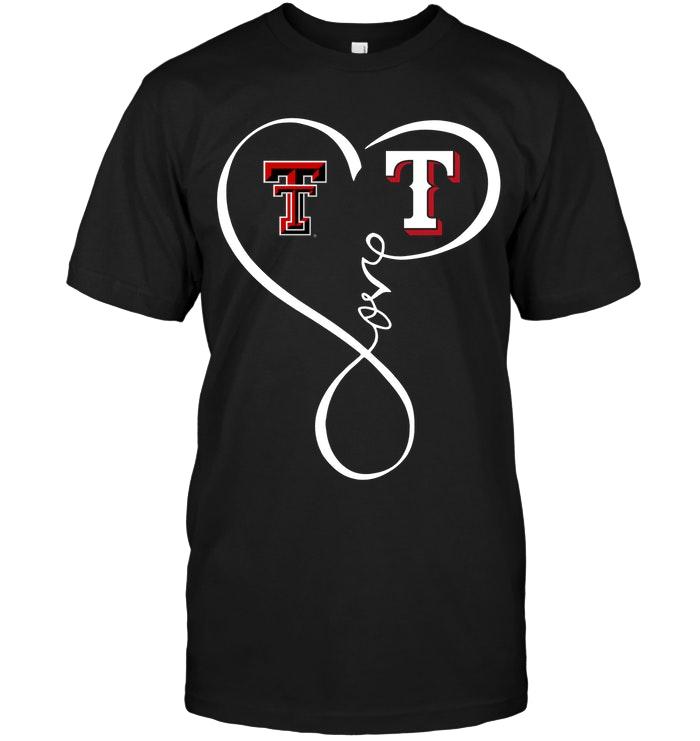 Mlb Texas Rangers Texas Tech Red Raiders Texas Rangers Love Heart Shirt Sweater Size Up To 5xl