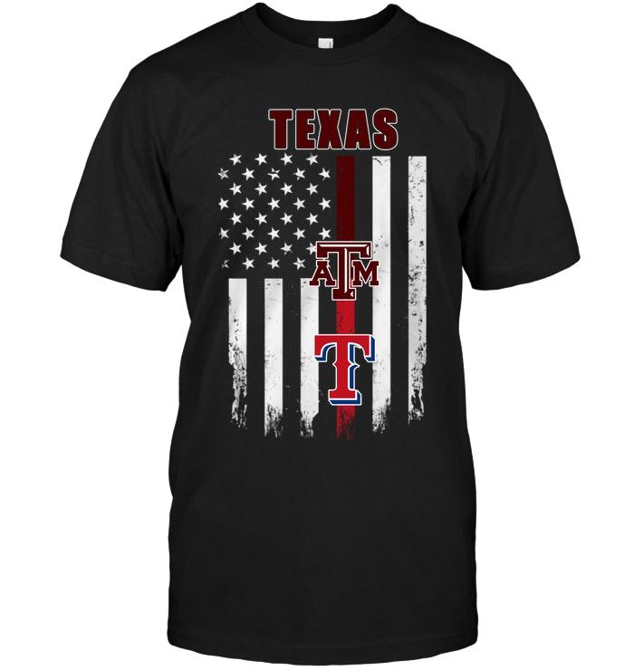 Mlb Texas Rangers Texas Texas A M Aggies Texas Rangers American Flag Shirt Hoodie Plus Size Up To 5xl