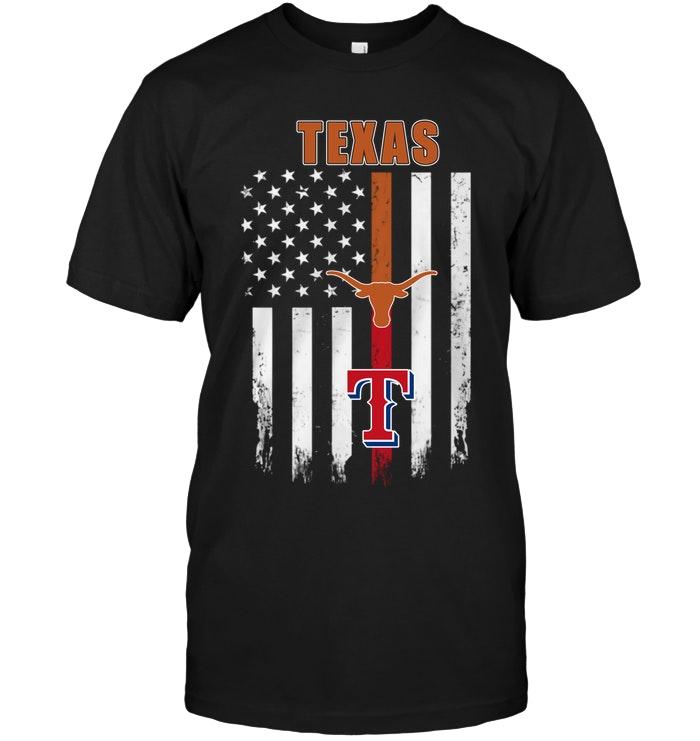 Mlb Texas Rangers Texas Texas Longhorns Texas Rangers American Flag Shirt Hoodie Plus Size Up To 5xl