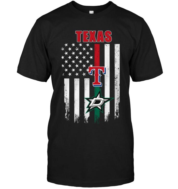 Mlb Texas Rangers Texas Texas Rangers Dallas Stars American Flag Shirt Hoodie Plus Size Up To 5xl