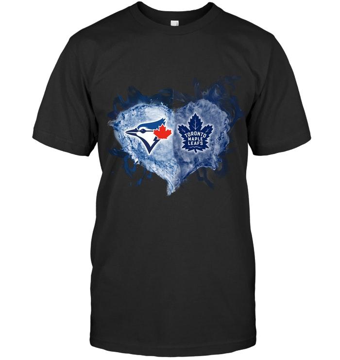 Mlb Toronto Blue Jays And Toronto Maple Leafs Flaming Heart Fan T Shirt Tshirt Plus Size Up To 5xl