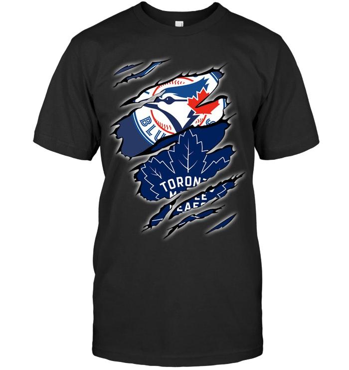 Mlb Toronto Blue Jays And Toronto Maple Leafs Layer Under Ripped Shirt Sweater Plus Size Up To 5xl