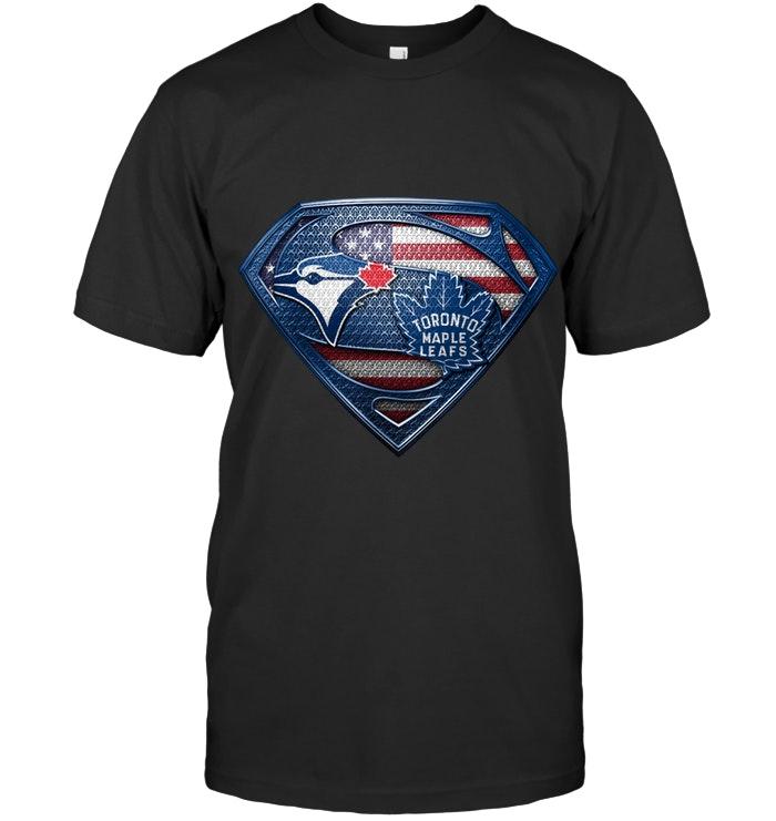 Mlb Toronto Blue Jays And Toronto Maple Leafs Superman American Flag Layer Simpson Shirt Sweater Plus Size Up To 5xl