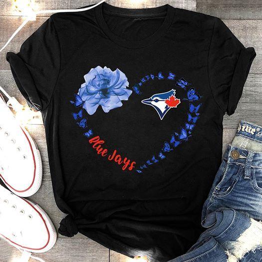 Mlb Toronto Blue Jays Blue Heart Butterflies Rose T Shirt Shirt Size Up To 5xl