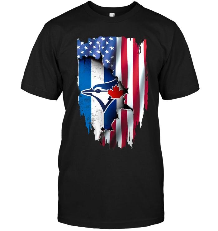 Mlb Toronto Blue Jays Flag Ripped American Flag Shirt Size Up To 5xl