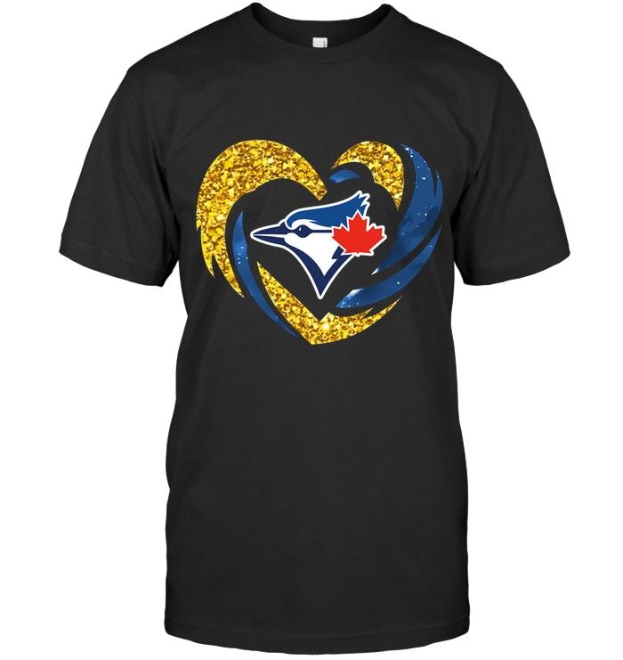 Mlb Toronto Blue Jays Heart Love Golden Glitter Pattern Hurricane Shirt Shirt Size Up To 5xl