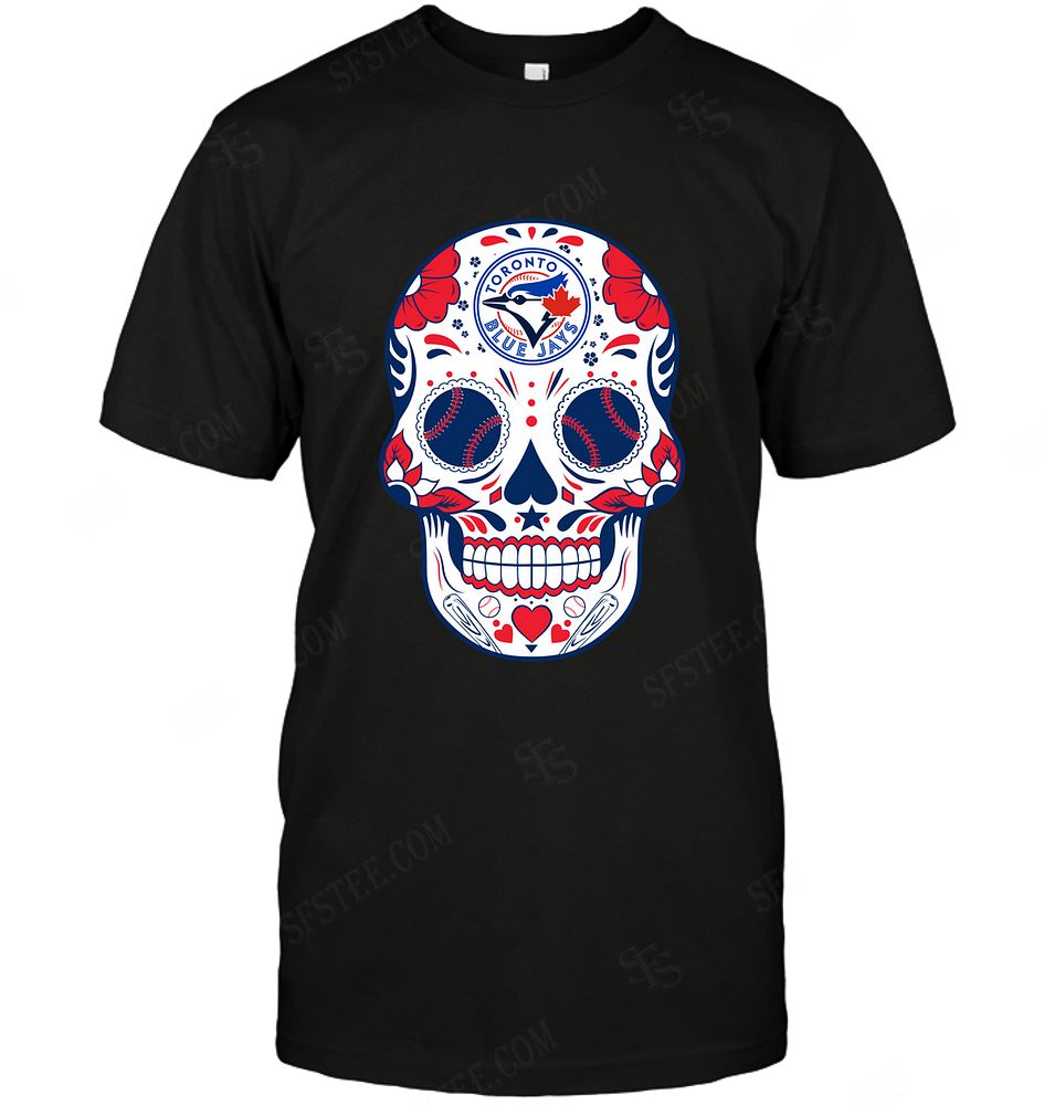 Mlb Toronto Blue Jays Skull Rock With Flower Plus Size Up To 5xl