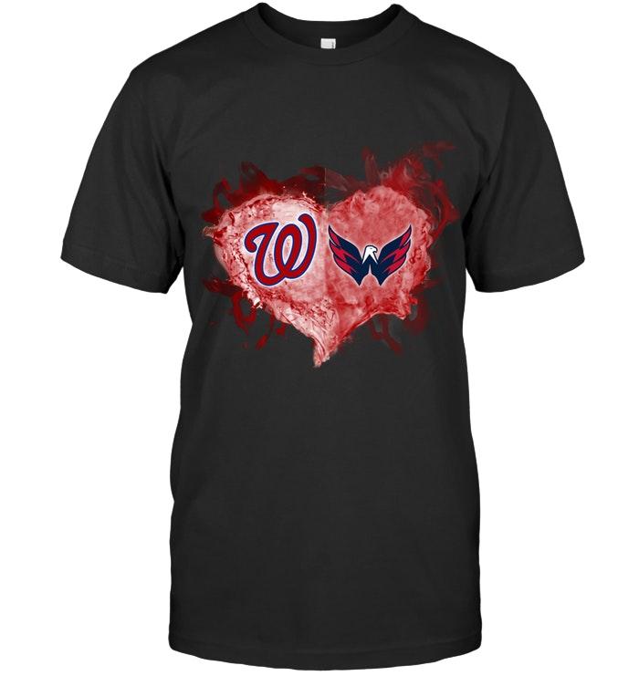 Mlb Washington Nationals And Washington Capitals Flaming Heart Fan T Shirt Shirt Size Up To 5xl