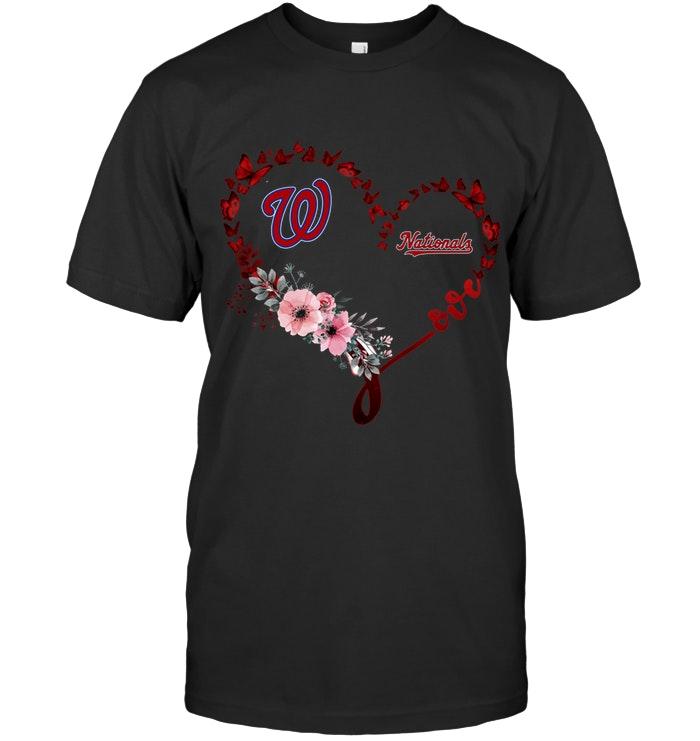 Mlb Washington Nationals Butterfly Heart Shirt Tshirt Plus Size Up To 5xl