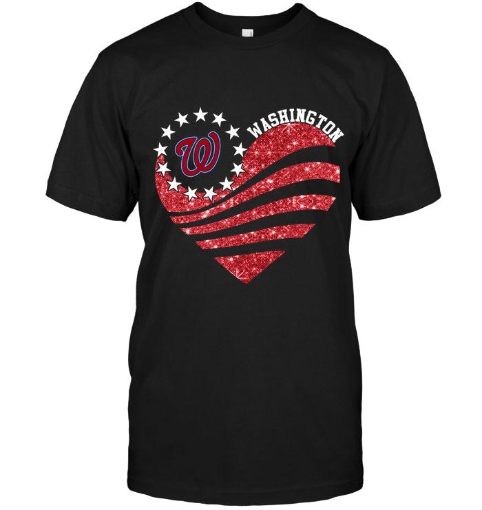 Mlb Washington Nationals Glitter Heart Shirt Shirt Size Up To 5xl