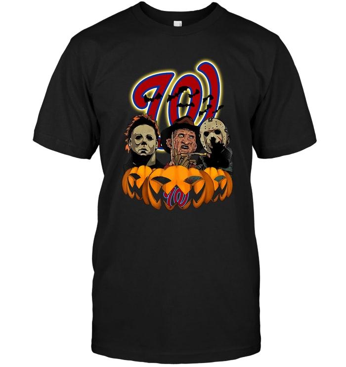 Mlb Washington Nationals Halloween Michael Myers Freddy Krueger Jason Pumpkin Shirt Tshirt Size Up To 5xl