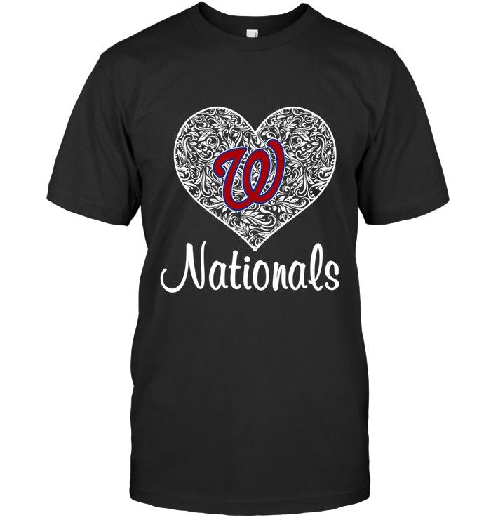 Mlb Washington Nationals Heart Floral Pattern Shirt Long Sleeve Size Up To 5xl