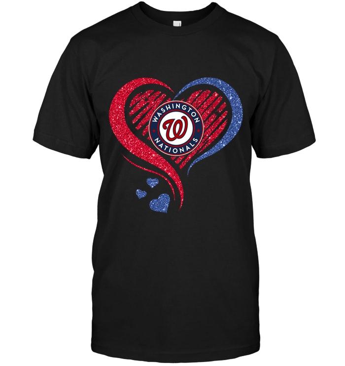 Mlb Washington Nationals Heart Glittering Shirt Plus Size Up To 5xl