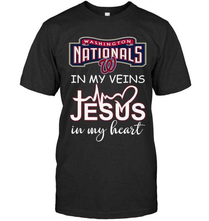 Mlb Washington Nationals In My Veins Jesus In My Heart Shirt Sweater Plus Size Up To 5xl