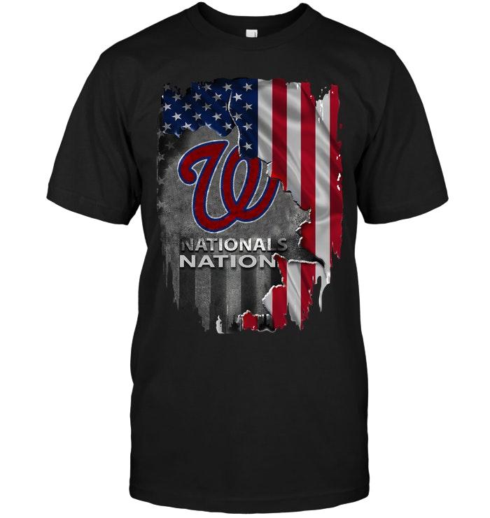 Mlb Washington Nationals Nation American Flag Ripped Shirt Shirt Plus Size Up To 5xl