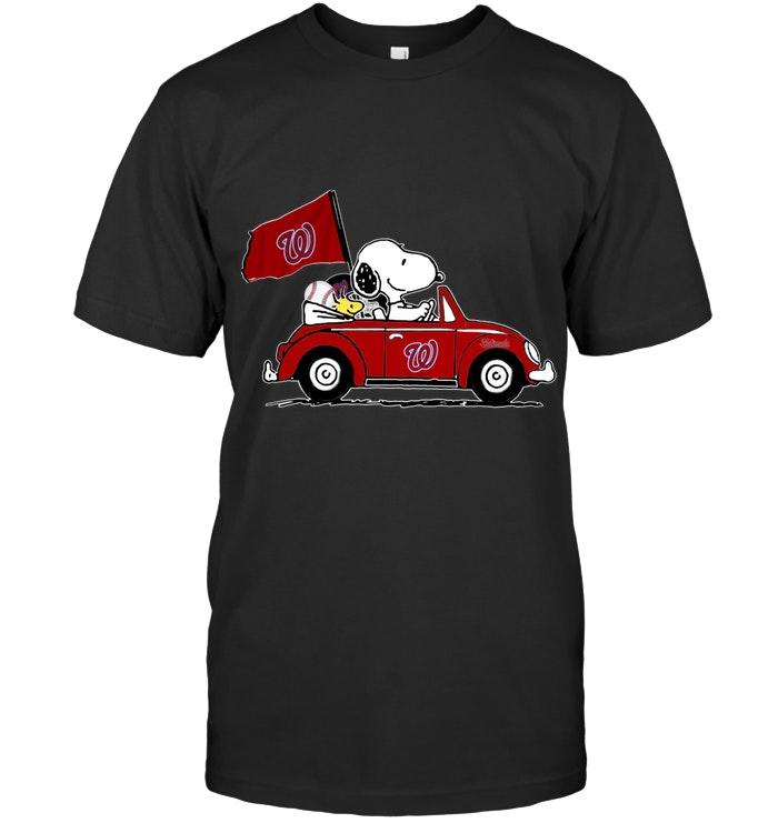 Mlb Washington Nationals Snoopy Drives Washington Nationals Beetle Car Fan T Shirt Long Sleeve Size Up To 5xl