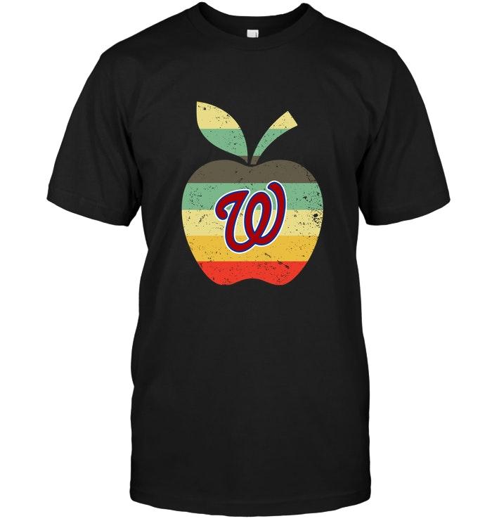 Mlb Washington Nationals Teacher Apple Retro Shirt Long Sleeve Plus Size Up To 5xl