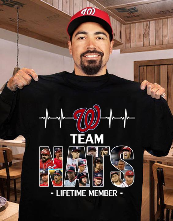 Mlb Washington Nationals Team Lifetime Member Heartbeat Long Sleeve Plus Size Up To 5xl