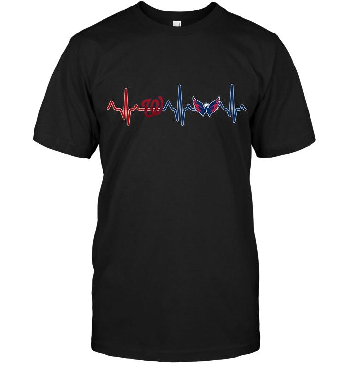 Mlb Washington Nationals Washington Capitals Heartbeat Shirt Long Sleeve Size Up To 5xl