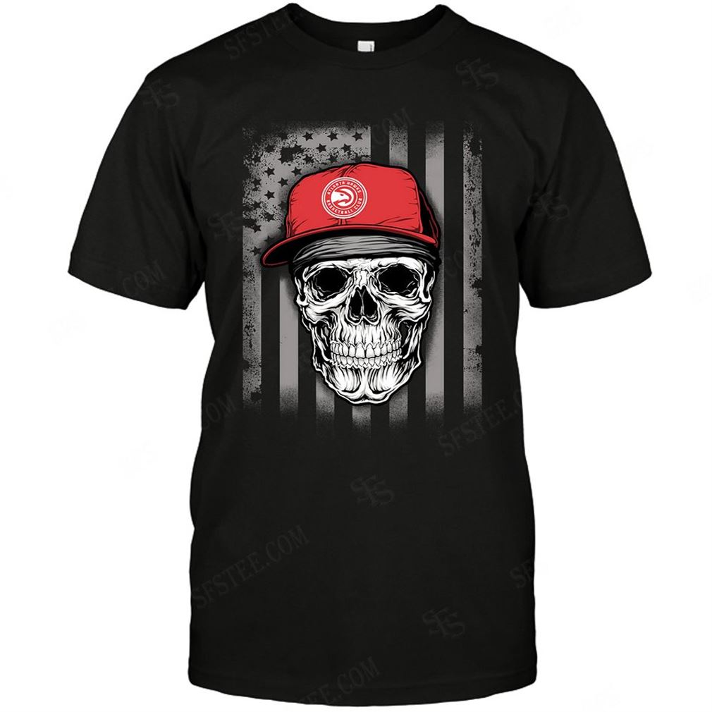 Nba Atlanta Hawks Skull Rock With Hat T-shirt Hoodie Tank Top Size Up To 5xl