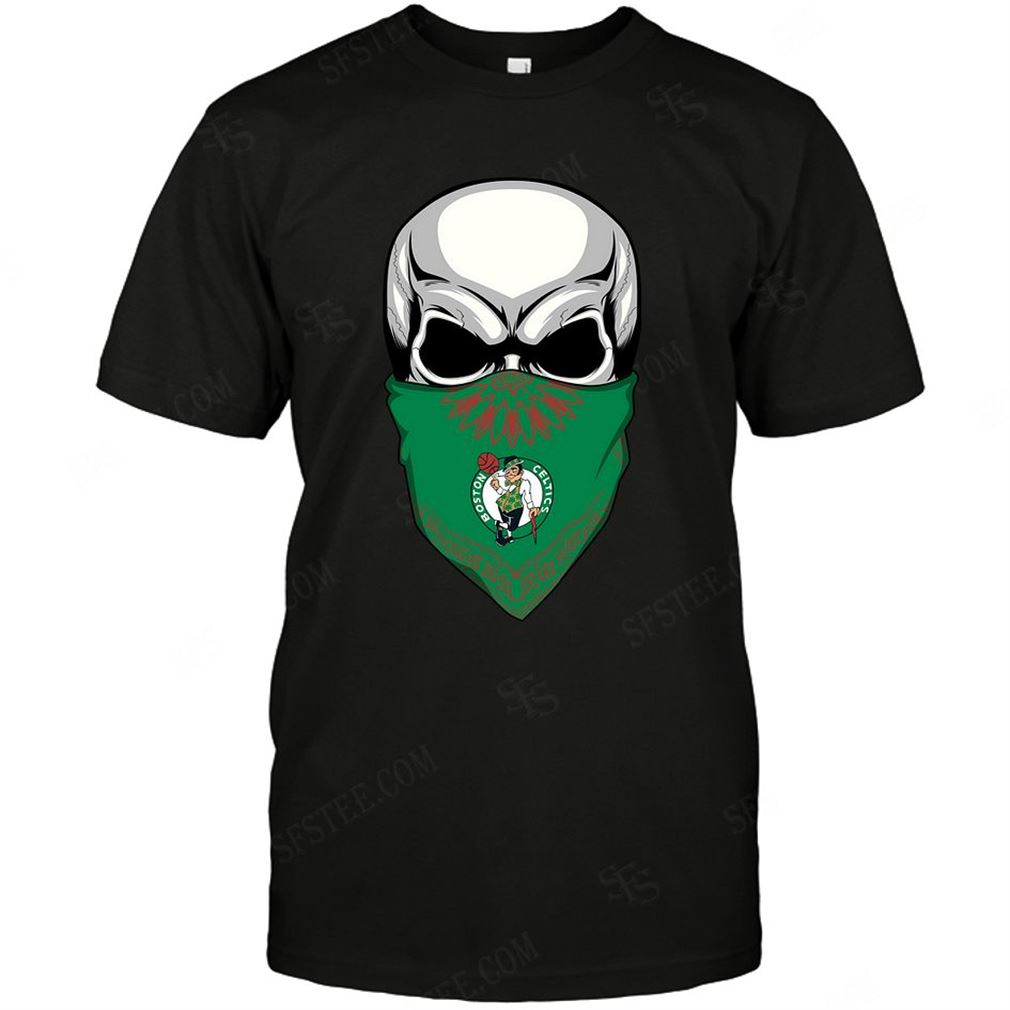 Nba Boston Celtics Skull Rock With Mask T-shirt Hoodie V-neck Size Up To 5xl