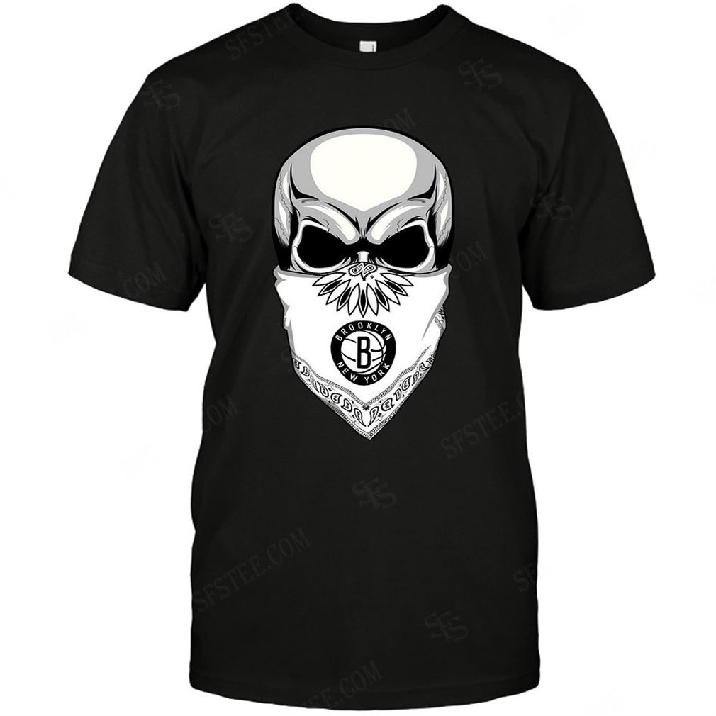 Nba Brooklyn Nets Skull Rock With Mask T-shirt Hoodie Tank Top Size Up To 5xl