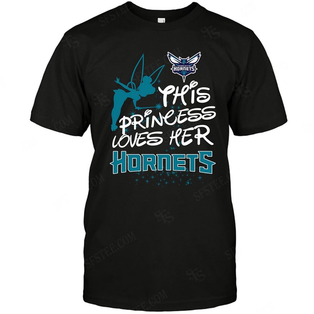 Nba Charlotte Hornets Fairy Disney This Princess Loves Her Team T-shirt Hoodie Tank Top Size Up To 5xl