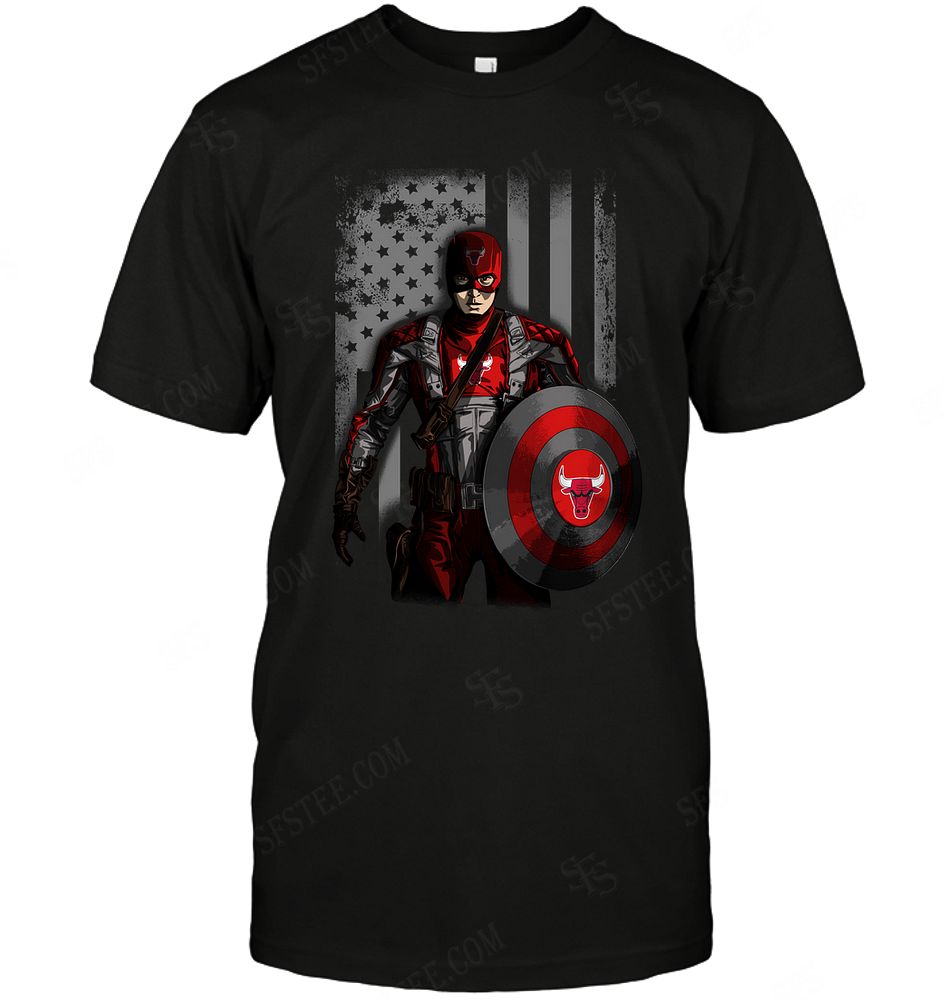 Nba Chicago Bulls Captain Flag Dc Marvel Jersey Superhero Avenger Tshirt Size Up To 5xl