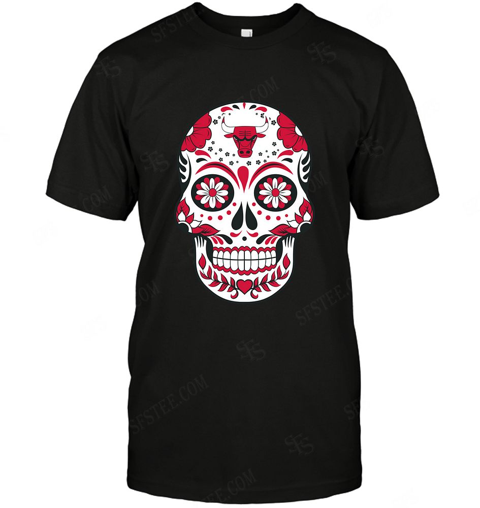 Nba Chicago Bulls Skull Rock With Flower T-shirt Hoodie Vneck Size Up To 5xl