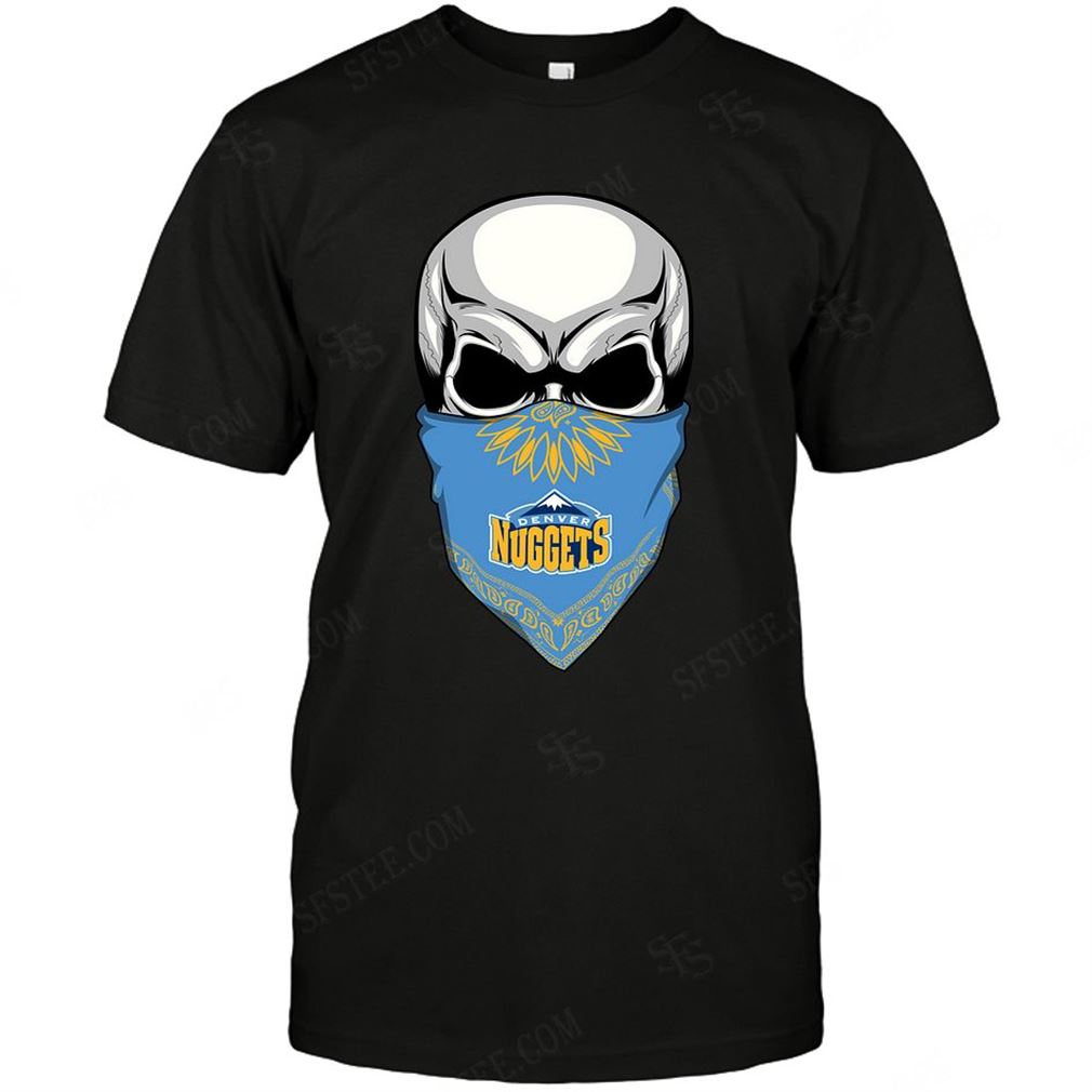 Nba Denver Nuggets Skull Rock With Mask Tee Hoodie Tank Top Size Up To 5xl