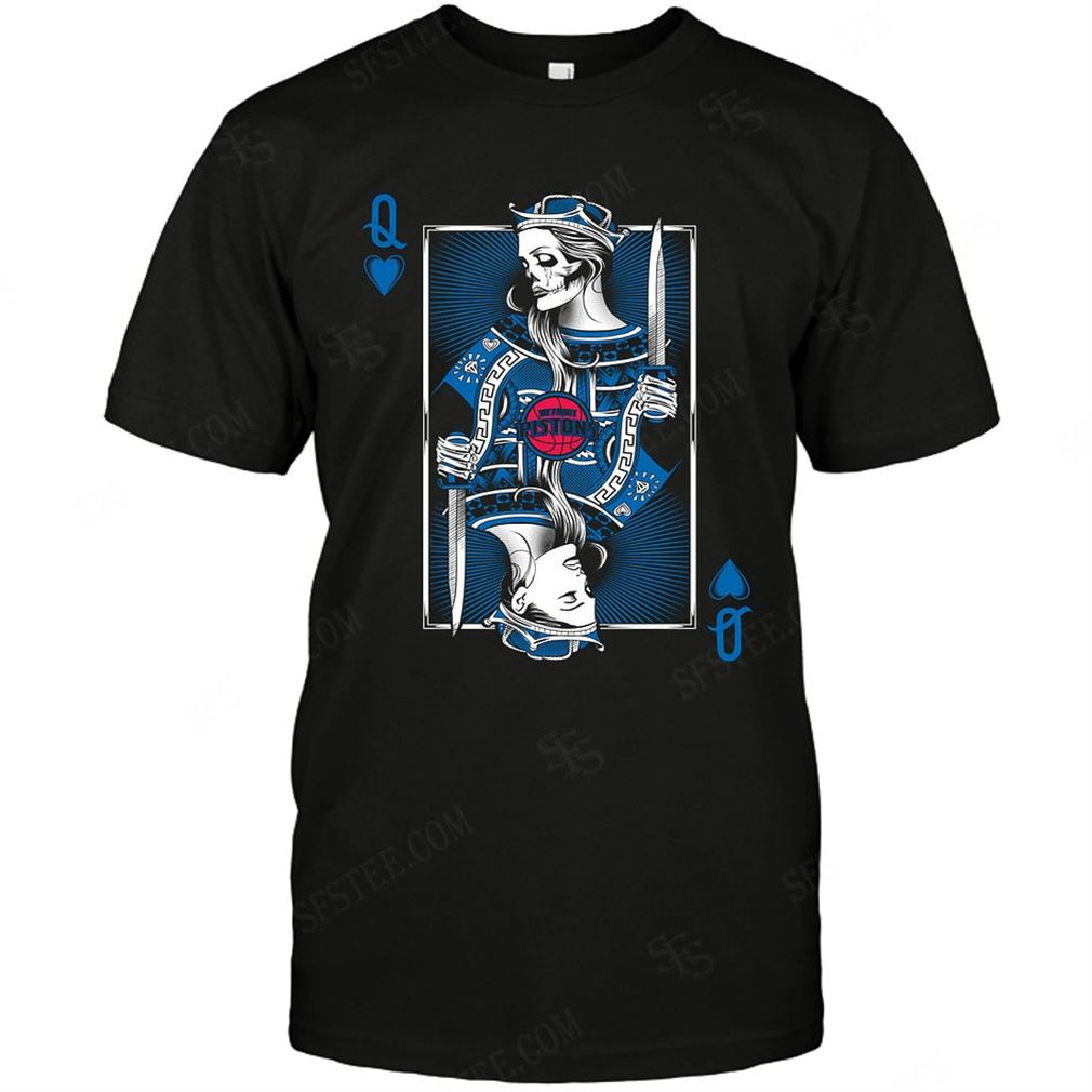 Nba Detroit Pistons Queen Card Poker Tshirt Hoodie Vneck Size Up To 5xl