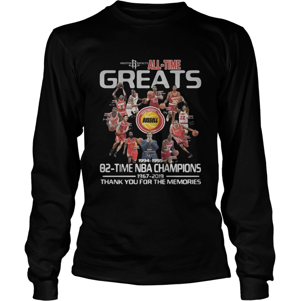 Nba Houston Rockets All Time Greats 02 Time Nba Champions Signatures T-shirt Hoodie V-neck Size Up To 5xl