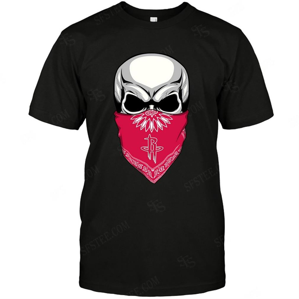 Nba Houston Rockets Skull Rock With Mask T Shirt Hoodie V-neck Size Up To 5xl