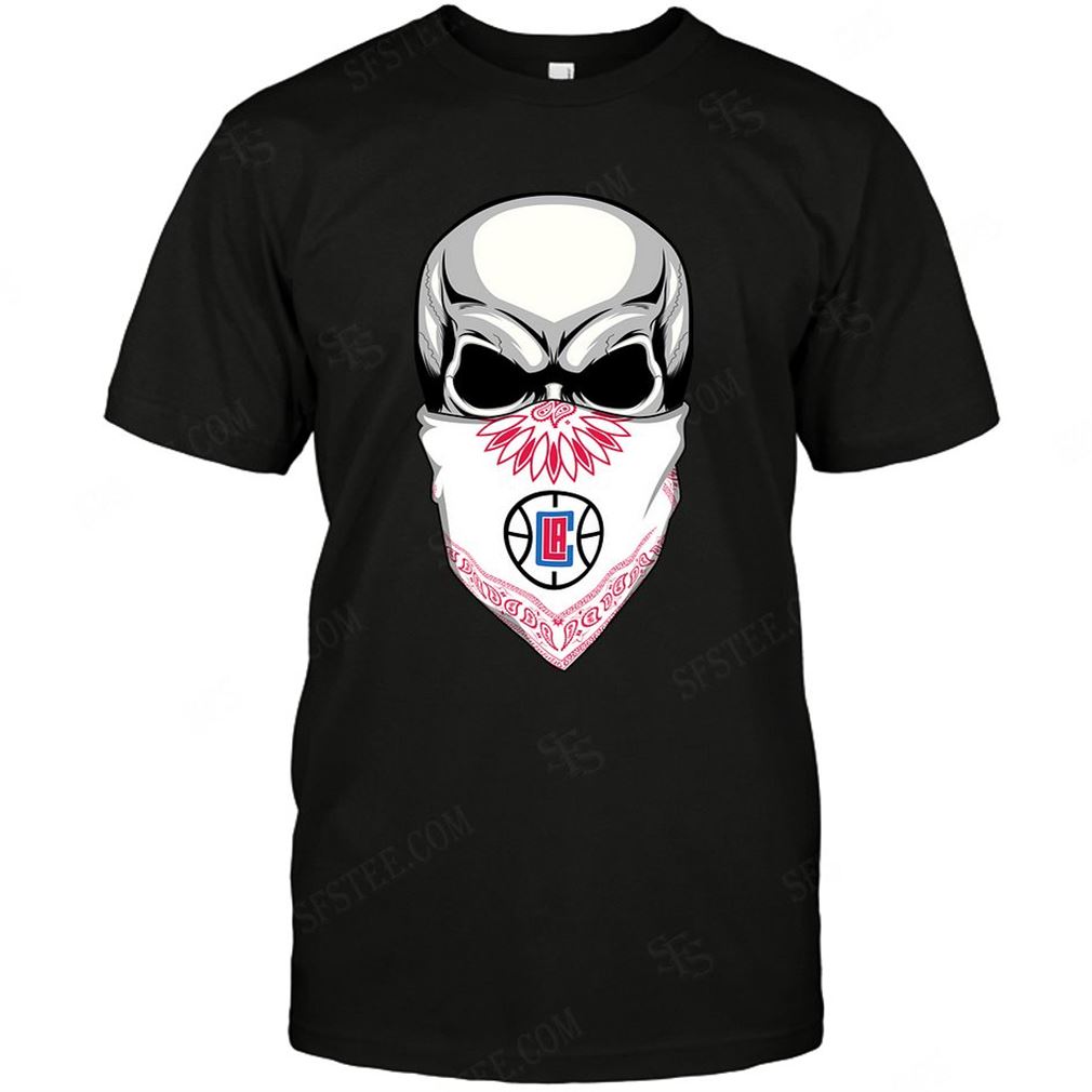 Nba Los Angeles Clippers Skull Rock With Mask Tshirt Up To 5xl