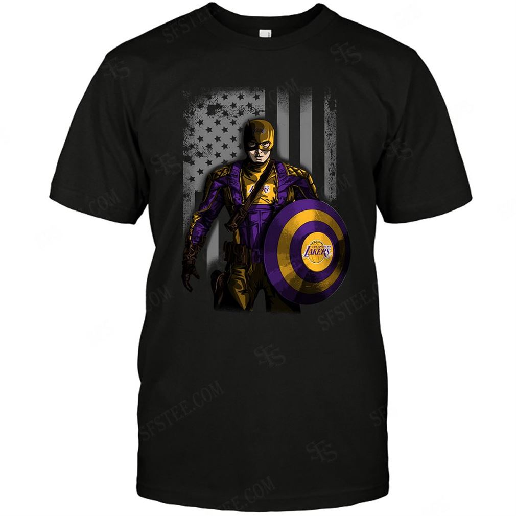 Nba Los Angeles Lakers Captain Flag Dc Marvel Jersey Superhero Avenger T Shirt Hoodie V-neck Size Up To 5xl