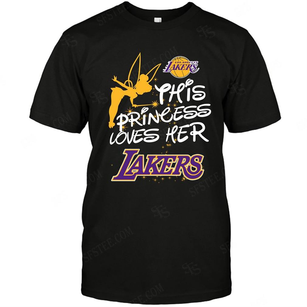 Nba Los Angeles Lakers Fairy Disney This Princess Loves Her Team Tshirt Hoodie V-neck Size Up To 5xl