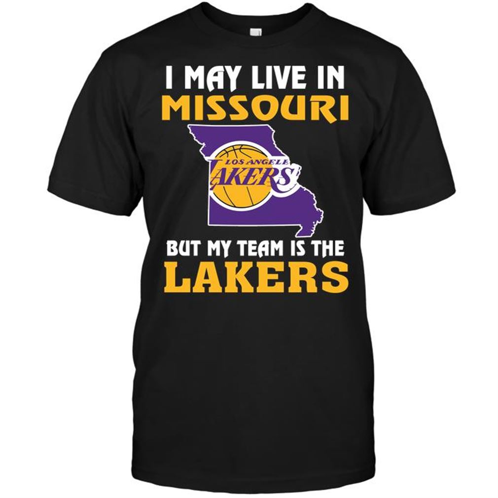 Nba Los Angeles Lakers I May Live In Missouri But My Team Is The Los Angeles Lakers Shirts Hoodie V-neck Size Up To 5xl